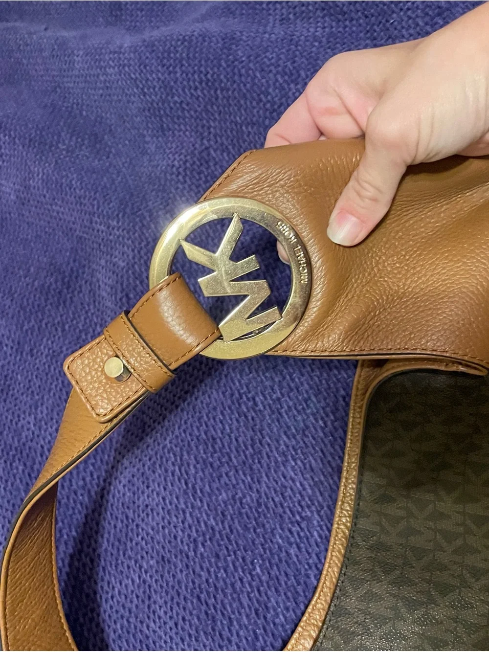 Michael Kors Brown & Orange Leather-Trim Hobo